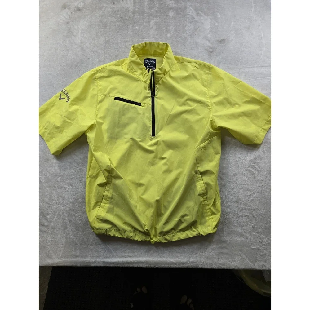 Callaway Golf Windbreaker‎ Mens Large Neon Yellow Weather Series Wind Shirt